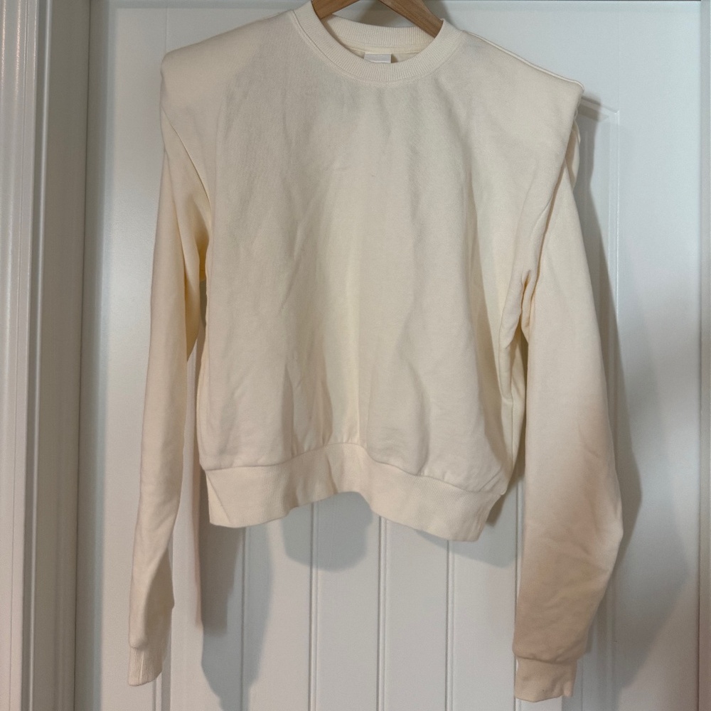 H&M Cream Padded-Shoulder Sweatshirt – XS – NWT